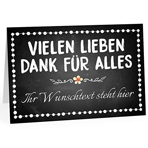 XXL Dankeskarte (A4) | PERSONALISIERT | Vintage Look Tafel schwarz | mit Umschlag | hochwertige Klappkarte | Mit Ihrem Text anpassbar | Große Karte | Maxi Danksagung | Karte | Überformat von Einladungskarten Manufaktur Hamburg