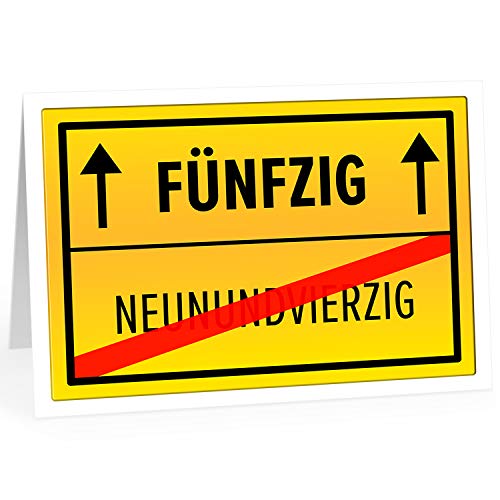 XXL Geburtstagskarte (A4) | Gelbes Verkehrs-Schild | mit Umschlag | Glückwunsch zum 50. Geburtstag | edle und hochwertige Klappkarte | Grußkarte | Maxikarte extra groß von Einladungskarten Manufaktur Hamburg