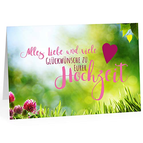 XXL Glückwunschkarte (A4) | zur Hochzeit | mit Umschlag | Blumenwiese mit liebem Text | edle und hochwertige Klappkarte | Große Design Karte zum Verschenken | Maxi Karte Überformat von Einladungskarten Manufaktur Hamburg