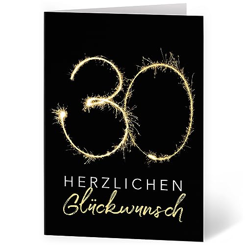 XXL Glückwunschkarte zum 30. Geburtstag (A4) 30 Funkeni - hochwertige Klappkarte | Große Design Maxi Karte Grußkarte Volljährig Geburtstagskarte mit Umschlag von Einladungskarten Manufaktur Hamburg
