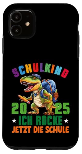 Schulkind 2025 cooler Dino Ich Rocke Jetzt Die Schule Kinder Hülle für iPhone 11 Schulkind 2025 cooler Dino Ich Rocke Jetzt Die Schule Kinder Hülle für iPhone 11 von Einschulung Kinder Kita Abschied Erstklässler