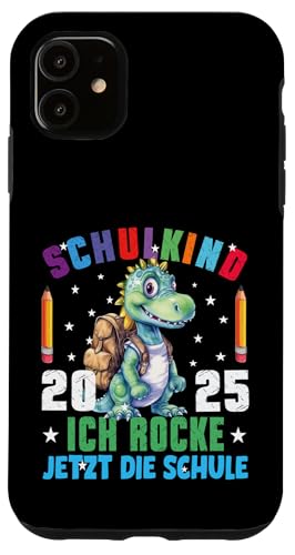 Schulkind 2025 cooler Dino Ich Rocke Jetzt Die Schule Kinder Hülle für iPhone 11 Schulkind 2025 cooler Dino Ich Rocke Jetzt Die Schule Kinder Hülle für iPhone 11 von Einschulung Kinder Kita Abschied Erstklässler
