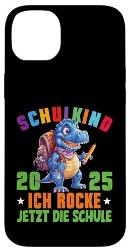 Schulkind 2025 cooler Dino Ich Rocke Jetzt Die Schule Kinder Hülle für iPhone 14 Plus von Einschulung Kinder Kita Abschied Erstklässler