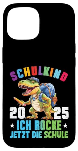 Schulkind 2025 cooler Dino Ich Rocke Jetzt Die Schule Kinder Hülle für iPhone 15 Schulkind 2025 cooler Dino Ich Rocke Jetzt Die Schule Kinder Hülle für iPhone 15 von Einschulung Kinder Kita Abschied Erstklässler