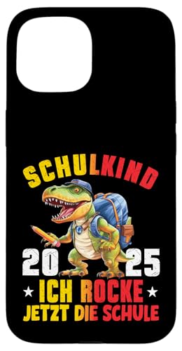 Schulkind 2025 cooler Dino Ich Rocke Jetzt Die Schule Kinder Hülle für iPhone 15 Schulkind 2025 cooler Dino Ich Rocke Jetzt Die Schule Kinder Hülle für iPhone 15 von Einschulung Kinder Kita Abschied Erstklässler