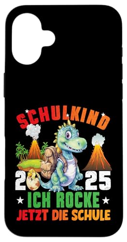 Schulkind 2025 cooler Dino Ich Rocke Jetzt Die Schule Kinder Hülle für iPhone 16 Plus von Einschulung Kinder Kita Abschied Erstklässler