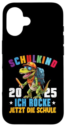 Schulkind 2025 cooler Dino Ich Rocke Jetzt Die Schule Kinder Hülle für iPhone 16 Schulkind 2025 cooler Dino Ich Rocke Jetzt Die Schule Kinder Hülle für iPhone 16 von Einschulung Kinder Kita Abschied Erstklässler