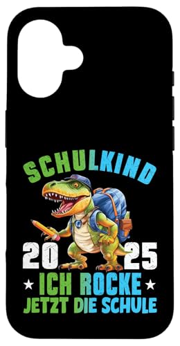 Schulkind 2025 cooler Dino Ich Rocke Jetzt Die Schule Kinder Hülle für iPhone 16 Schulkind 2025 cooler Dino Ich Rocke Jetzt Die Schule Kinder Hülle für iPhone 16 von Einschulung Kinder Kita Abschied Erstklässler