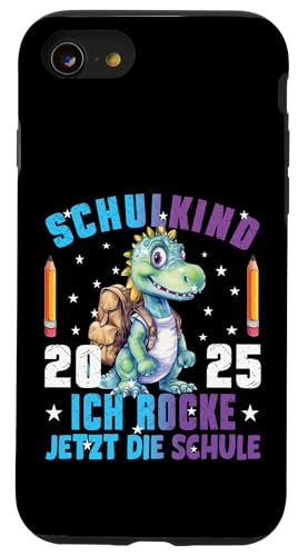 Schulkind 2025 cooler Dino Ich Rocke Jetzt Die Schule Kinder Hülle für iPhone SE (2020) / 7 / 8 von Einschulung Kinder Kita Abschied Erstklässler