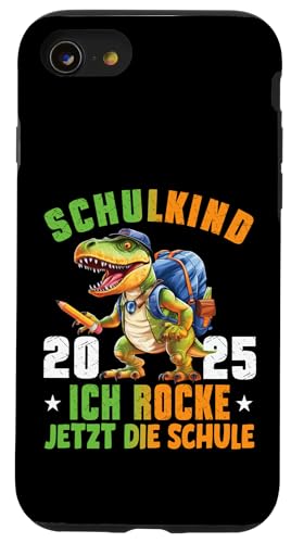 Schulkind 2025 cooler Dino Ich Rocke Jetzt Die Schule Kinder Hülle für iPhone SE (2020) / 7 / 8 von Einschulung Kinder Kita Abschied Erstklässler