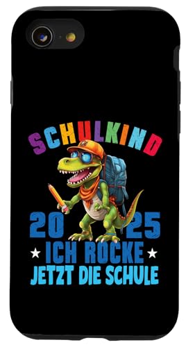 Schulkind 2025 cooler Dino Ich Rocke Jetzt Die Schule Kinder Hülle für iPhone SE (2020) / 7 / 8 von Einschulung Kinder Kita Abschied Erstklässler