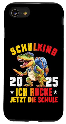 Schulkind 2025 cooler Dino Ich Rocke Jetzt Die Schule Kinder Hülle für iPhone SE (2020) / 7 / 8 von Einschulung Kinder Kita Abschied Erstklässler