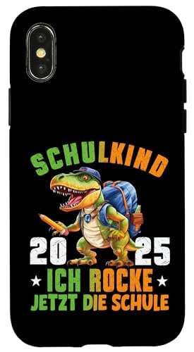Schulkind 2025 cooler Dino Ich Rocke Jetzt Die Schule Kinder Hülle für iPhone X/XS Schulkind 2025 cooler Dino Ich Rocke Jetzt Die Schule Kinder Hülle für iPhone X/XS von Einschulung Kinder Kita Abschied Erstklässler