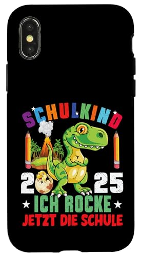 Schulkind 2025 cooler Dino Ich Rocke Jetzt Die Schule Kinder Hülle für iPhone X/XS Schulkind 2025 cooler Dino Ich Rocke Jetzt Die Schule Kinder Hülle für iPhone X/XS von Einschulung Kinder Kita Abschied Erstklässler