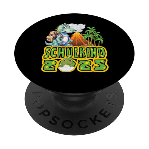 Schulkind 2025 cooler Dino Ich Rocke Jetzt Die Schule Kinder PopSockets Klebender PopGrip von Einschulung Kinder Kita Abschied Erstklässler