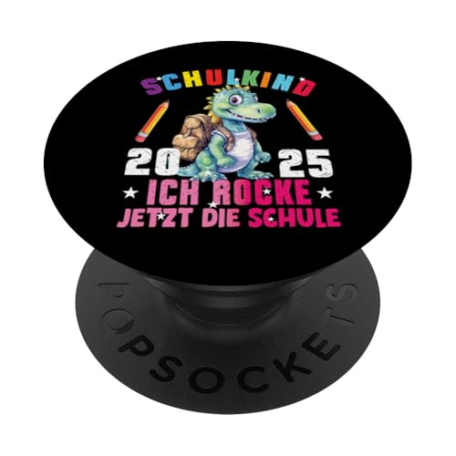 Schulkind 2025 cooler Dino Ich Rocke Jetzt Die Schule Kinder PopSockets Klebender PopGrip Schulkind 2025 cooler Dino Ich Rocke Jetzt Die Schule Kinder PopSockets Klebender PopGrip von Einschulung Kinder Kita Abschied Erstklässler