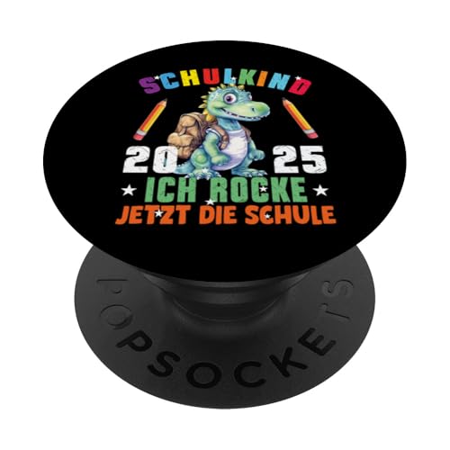 Schulkind 2025 cooler Dino Ich Rocke Jetzt Die Schule Kinder PopSockets Klebender PopGrip Schulkind 2025 cooler Dino Ich Rocke Jetzt Die Schule Kinder PopSockets Klebender PopGrip von Einschulung Kinder Kita Abschied Erstklässler