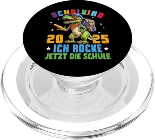 Schulkind 2025 cooler Dino Ich Rocke Jetzt Die Schule Kinder PopSockets PopGrip für MagSafe von Einschulung Kinder Kita Abschied Erstklässler