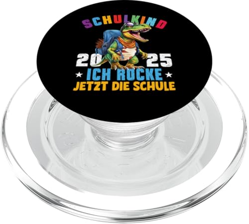 Schulkind 2025 cooler Dino Ich Rocke Jetzt Die Schule Kinder PopSockets PopGrip für MagSafe von Einschulung Kinder Kita Abschied Erstklässler
