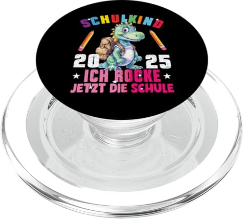 Schulkind 2025 cooler Dino Ich Rocke Jetzt Die Schule Kinder PopSockets PopGrip für MagSafe von Einschulung Kinder Kita Abschied Erstklässler