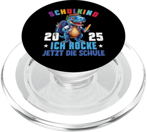 Schulkind 2025 cooler Dino Ich Rocke Jetzt Die Schule Kinder PopSockets PopGrip für MagSafe von Einschulung Kinder Kita Abschied Erstklässler