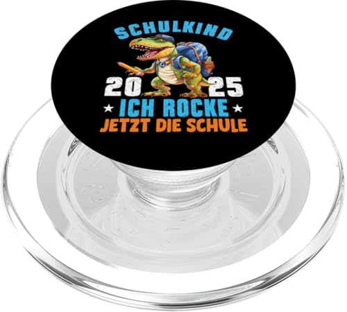 Schulkind 2025 cooler Dino Ich Rocke Jetzt Die Schule Kinder PopSockets PopGrip für MagSafe von Einschulung Kinder Kita Abschied Erstklässler