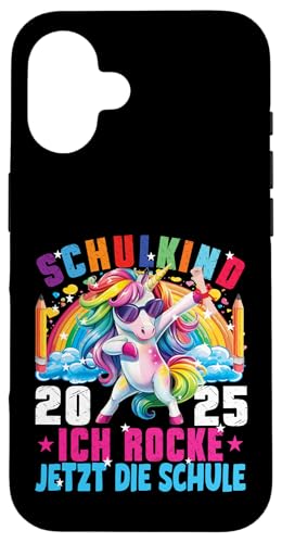Schulkind 2025 Dabbing Unicorn Ich Rocke Jetzt Die Schule Hülle für iPhone 16 Schulkind 2025 Dabbing Unicorn Ich Rocke Jetzt Die Schule Hülle für iPhone 16 von Einschulung Mädchen Kita Abschied Erstklässler