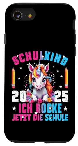 Schulkind 2025 Dabbing Unicorn Ich Rocke Jetzt Die Schule Hülle für iPhone SE (2020) / 7 / 8 von Einschulung Mädchen Kita Abschied Erstklässler