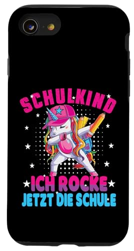 Schulkind 2025 Dabbing Unicorn Ich Rocke Jetzt Die Schule Hülle für iPhone SE (2020) / 7 / 8 von Einschulung Mädchen Kita Abschied Erstklässler
