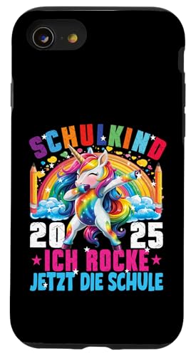 Schulkind 2025 Dabbing Unicorn Ich Rocke Jetzt Die Schule Hülle für iPhone SE (2020) / 7 / 8 von Einschulung Mädchen Kita Abschied Erstklässler