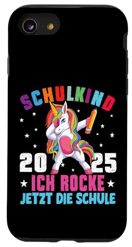 Schulkind 2025 Dabbing Unicorn Ich Rocke Jetzt Die Schule Hülle für iPhone SE (2020) / 7 / 8 von Einschulung Mädchen Kita Abschied Erstklässler