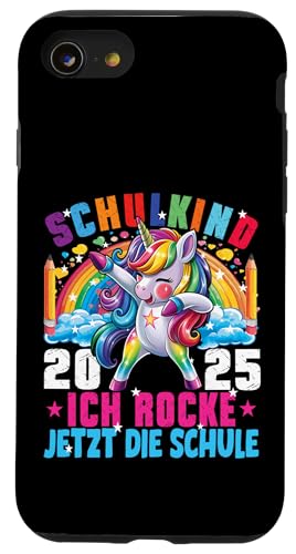 Schulkind 2025 Dabbing Unicorn Ich Rocke Jetzt Die Schule Hülle für iPhone SE (2020) / 7 / 8 von Einschulung Mädchen Kita Abschied Erstklässler
