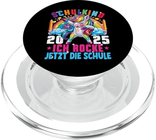 Schulkind 2025 Dabbing Unicorn Ich Rocke Jetzt Die Schule PopSockets PopGrip für MagSafe von Einschulung Mädchen Kita Abschied Erstklässler