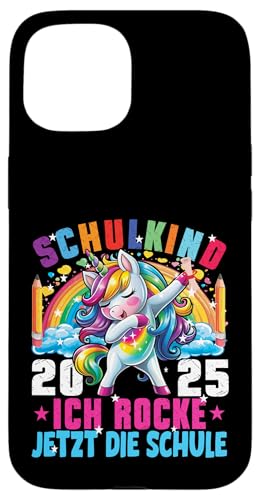 Schulkind 2025 Ich Rocke Jetzt Die Schule Dabbing Einhorn Hülle für iPhone 15 Schulkind 2025 Ich Rocke Jetzt Die Schule Dabbing Einhorn Hülle für iPhone 15 von Einschulung Mädchen Kita Abschied Erstklässler
