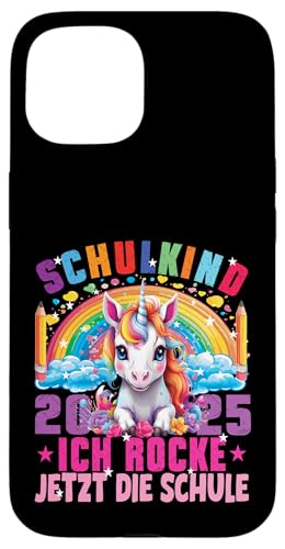 Schulkind 2025 Ich Rocke Jetzt Die Schule Dabbing Einhorn Hülle für iPhone 15 Schulkind 2025 Ich Rocke Jetzt Die Schule Dabbing Einhorn Hülle für iPhone 15 von Einschulung Mädchen Kita Abschied Erstklässler