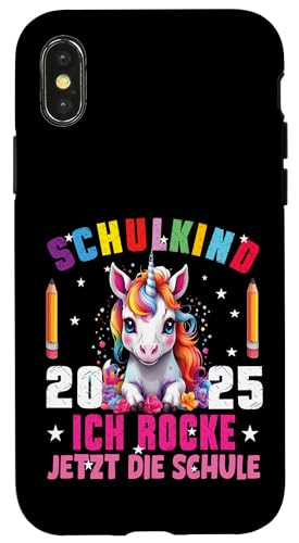 Schulkind 2025 Ich Rocke Jetzt Die Schule Dabbing Einhorn Hülle für iPhone X/XS Schulkind 2025 Ich Rocke Jetzt Die Schule Dabbing Einhorn Hülle für iPhone X/XS von Einschulung Mädchen Kita Abschied Erstklässler