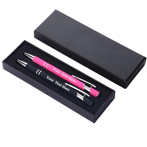 EinzigGeschenk Kugelschreiber Personalisiert Set | 2er-Pack Metall-Kugelschreiber mit Geschenkbox | Geschenk für Lehrer, Abschluss, Muttertag, Vatertag oder Mitarbeiter (Stil 1) von EinzigGeschenk