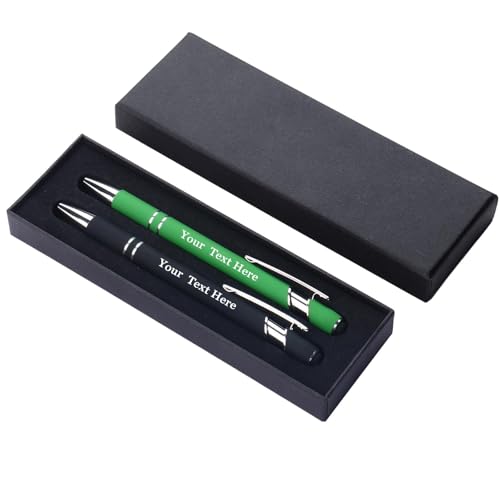 EinzigGeschenk Kugelschreiber Personalisiert Set | 2er-Pack Metall-Kugelschreiber mit Geschenkbox | Geschenk für Lehrer, Abschluss, Muttertag, Vatertag oder Mitarbeiter (Stil 3) von EinzigGeschenk