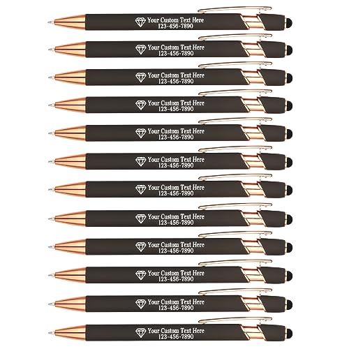 Personalisierte Kugelschreiber mit Gravur | 12er-Pack Metall-Kugelschreiber | Inklusive Logo & Textgravur | Geschenk für Lehrer, Abschluss oder Mitarbeiter (Grau) von EinzigGeschenk