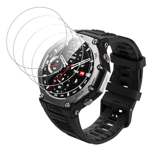 Eirltiy 4 Stück Panzer Schutz Glas für Amazfit T-Rex 3, Displayschutz Schutzfolie [9H Härte] [HD Klare] [Sensitive Touch] [Blasenfrei], Panzerfolie Kratzfest Anti-Fingerprint Gehärtetes Glas von Eirltiy
