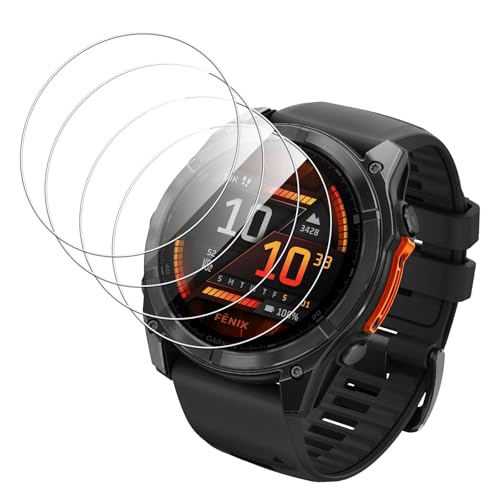 Eirltiy 4 Stück Panzer Schutz Glas für Garmin Fenix 8 51mm/7X 51mm/7X Solar/Sapphire Solar, Displayschutz Schutzfolie [9H Härte][HD Klare][Sensitive Touch][Blasenfrei], Panzerfolie Anti-Fingerprint von Eirltiy