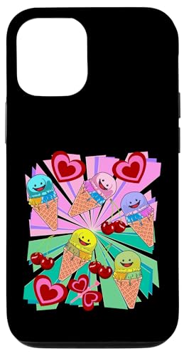 Kind Kinder Sommer Sommerzeit Eis Retro 80er Kirsche Mädchen Hülle für iPhone 12/12 Pro von Eis Eiscreme Eiskreme