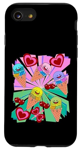 Kind Kinder Sommer Sommerzeit Eis Retro 80er Kirsche Mädchen Hülle für iPhone SE (2020) / 7 / 8 von Eis Eiscreme Eiskreme