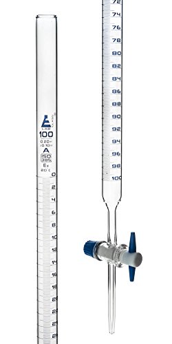 Eisco Labs Burettes – PTFE-Schlüssel-Absperrhahn, Klasse A, Kapazität 100 ml – 0,20 ml, blau, Grad-Toleranz ± 0,10 ml Eisco Labs Burettes – PTFE-Schlüssel-Absperrhahn, Klasse A, Kapazität 100 ml – 0,20 ml, blau, Grad-Toleranz ± 0,10 ml von Eisco