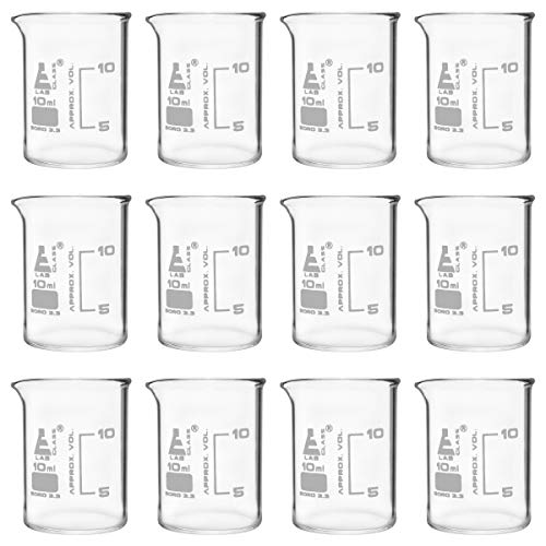 Eisco Labs Trinkbecher, 10 ml, niedrige Form mit Ausguss, weiße Skala, Borosilikatglas 3.3, 12 Stück Eisco Labs Trinkbecher, 10 ml, niedrige Form mit Ausguss, weiße Skala, Borosilikatglas 3.3, 12 Stück von Eisco