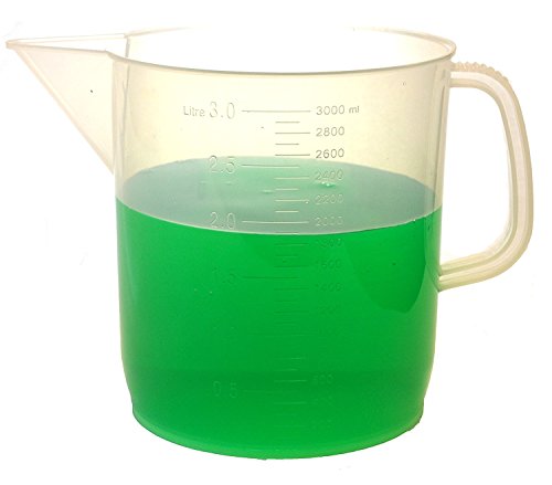 eisco Labs 3 Liter Polypropylen becher mit Griff und Ausgießer, 100 ml Graduierung eisco Labs 3 Liter Polypropylen becher mit Griff und Ausgießer, 100 ml Graduierung von Eisco
