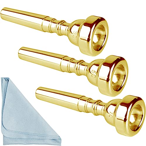 Gold Trompete Mundstück 7C 5C 3C Trompete Mundstück Set mit Box Reinigungstuch kompatibel mit Yamaha Bach Conn King Musikinstrumenten für Anfänger und Profispieler 3er Pack von Eison