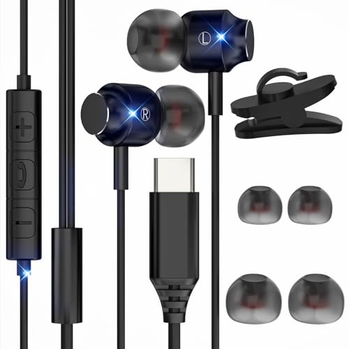 USB C Kopfhörer mit Mikrofon, In-Ear Kopfhörer für Samsung Galaxy S23 S22 Ultra S24 S21 FE A53 A33 A54 5G, USB C Headset mit Lautstärkeregler für iPhone 16 15 Google Pixel 8 7a Pro iPad 10 Huawei von Eisreho