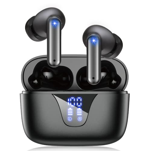 Eissix Bluetooth Kopfhörer, Kopfhörer Kabellos mit Mikrofon, Touch Control, 50 Std Spielzeit, Ladecase, LED-Anzeige, Wasserdicht Bluetooth 5.3 In Ear Ohrhörer für iOS Android Sport-Schwarz von Eissix