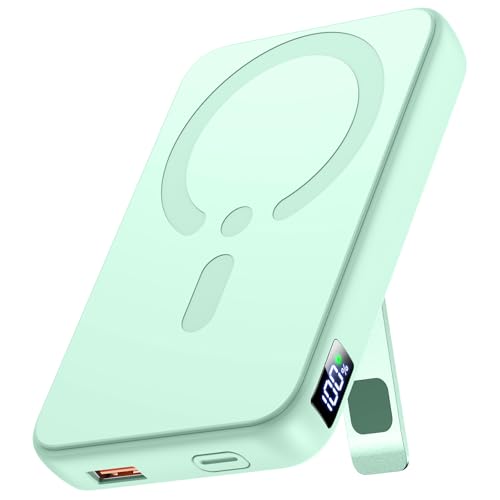 Power Bank, Kompatibel mit Magsafe PowerBank 12000mah, PD 22.5W USB-A Ausgabe, Kabelloses Tragbares Ladegerät mit Typ-C-Eingang und -Ausgang, LED-Anzeige für iPhone 16/15/14/13/12/Pro/Pro Max,Green Power Bank, Kompatibel mit Magsafe PowerBank 12000mah, PD 22.5W USB-A Ausgabe, Kabelloses Tragbares Ladegerät mit Typ-C-Eingang und -Ausgang, LED-Anzeige für iPhone 16/15/14/13/12/Pro/Pro Max,Green von Eissix